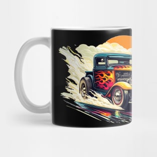 Retro Truck Smoking Hot Rod Pickup Vintage Rat Rod Sunset Mug